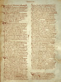 Una pagina del Domesday Book (letteralmente: libro del giorno del giudizio), conservato presso il Public Record Office di Londra.