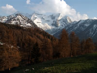 Il massiccio del Mont Néry (o Punta Frudière) in autunno.